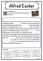 Vorschau - Unterrichtsreihen - Alfred Escher Lückentext mit Wortspeicher Hörverstehen und Suchsel - Seite 1
