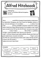 Vorschau - Unterrichtsreihen - Alfred Hitchcock Lückentext mit Wortspeicher Hörverstehen und Suchsel - Seite 1