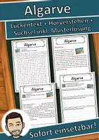 Vorschau - Unterrichtsreihen - Algarve Lückentext mit Wortspeicher Hörverstehen und Suchsel - Deckblatt