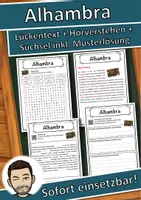 Vorschau - Unterrichtsreihen - Alhambra Lückentext mit Wortspeicher Hörverstehen und Suchsel - Deckblatt