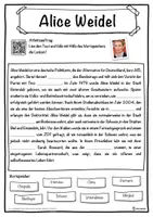 Vorschau - Unterrichtsreihen - Alice Weidel Lückentext mit Wortspeicher Hörverstehen und Suchsel - Seite 1