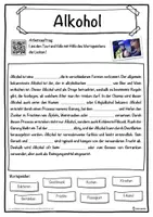 Vorschau - Unterrichtsreihen - Alkohol Lückentext mit Wortspeicher Hörverstehen und Suchsel - Seite 1