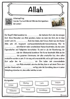 Vorschau - Unterrichtsreihen - Allah Lückentext mit Wortspeicher Hörverstehen und Suchsel - Seite 1