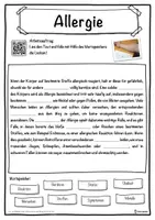 Vorschau - Unterrichtsreihen - Allergie Lückentext mit Wortspeicher Hörverstehen und Suchsel - Seite 1