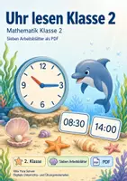 Vorschau - Arbeitsblätter - Uhr lesen Klasse 2 | Mathematik Klasse 2 | 7 Arbeitsblätter als PDF - Deckblatt