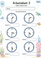 Vorschau - Arbeitsblätter - Uhr lesen Klasse 2 | Mathematik Klasse 2 | 7 Arbeitsblätter als PDF - Seite 3