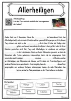 Vorschau - Unterrichtsreihen - Allerheiligen Lückentext mit Wortspeicher Hörverstehen und Suchsel - Seite 1