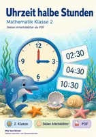 Vorschau - Arbeitsblätter - Uhrzeit halbe Stunden | Mathematik Klasse 2 | 7 Arbeitsblätter als PDF - Deckblatt