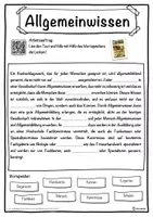 Vorschau - Unterrichtsreihen - Allgemeinwissen Lückentext mit Wortspeicher Hörverstehen und Suchsel - Seite 1