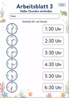 Vorschau - Arbeitsblätter - Uhrzeiten verbinden | Mathematik Klasse 2 | 7 Arbeitsblätter als PDF - Seite 3