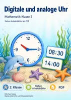 Vorschau - Arbeitsblätter - Digitale und analoge Uhr | Mathematik Klasse 2 | 7 Arbeitsblätter als PDF - Deckblatt