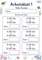 Vorschau - Arbeitsblätter - Zeitspannen berechnen | Mathematik Klasse 2 | 7 Arbeitsblätter als PDF - Seite 1