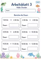 Vorschau - Arbeitsblätter - Zeitspannen berechnen | Mathematik Klasse 2 | 7 Arbeitsblätter als PDF - Seite 3
