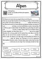 Vorschau - Unterrichtsreihen - Alpen Lückentext mit Wortspeicher Hörverstehen und Suchsel - Seite 1