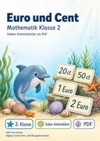 Vorschau - Arbeitsblätter - Euro und Cent | Mathematik Klasse 2 | 7 Arbeitsblätter als PDF - Deckblatt