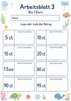 Vorschau - Arbeitsblätter - Geldbeträge legen | Mathematik Klasse 2 | 7 Arbeitsblätter als PDF - Seite 3