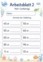 Vorschau - Arbeitsblätter - Geldbeträge schreiben | Mathematik Klasse 2 | 7 Arbeitsblätter als PDF - Seite 2