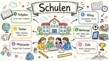 Vorschau - Arbeitsblätter - AB mit Fragen zum Thema "Schule" + Lösungsblatt + Infografik - Seite 1