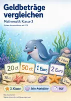 Vorschau - Arbeitsblätter - Geldbeträge vergleichen | Mathematik Klasse 2 | 7 Arbeitsblätter als PDF - Deckblatt