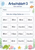 Vorschau - Arbeitsblätter - Geldbeträge vergleichen | Mathematik Klasse 2 | 7 Arbeitsblätter als PDF - Seite 3