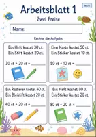 Vorschau - Arbeitsblätter - Einkaufen mit Geld | Mathematik Klasse 2 | 7 Arbeitsblätter als PDF - Seite 1