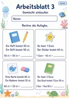 Vorschau - Arbeitsblätter - Einkaufen mit Geld | Mathematik Klasse 2 | 7 Arbeitsblätter als PDF - Seite 3