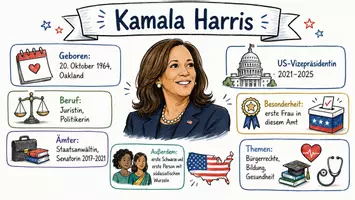 Vorschau - Arbeitsblätter - Arbeitsblätter zum Thema "Kamala Harris" + Lösung & MP3 + Infografik - Seite 1