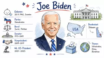 Vorschau - Arbeitsblätter - AB mit Fragen zum Thema "Joe Biden" + Lösungsblatt + Infografik - Seite 1
