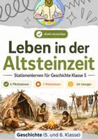 Vorschau - Stationenlernen - Steinzeit Klasse 5 | Stationenlernen - Deckblatt