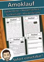 Vorschau - Unterrichtsreihen - Amoklauf Lückentext mit Wortspeicher Hörverstehen und Suchsel - Deckblatt