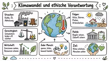 Vorschau - Arbeitsblätter - Arbeitsblatt "Klimawandel und ethische Verantwortung" + interaktive Lösung & MP3 + Mindmap + Infografik - Seite 1