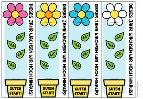 Vorschau - Mal- und Bastelvorlagen - Willkommensgruß / Willkommensgeschenk für den Schulanfang - Blumen (für Stifte) - Seite 2
