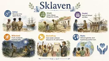 Vorschau - Arbeitsblätter - Arbeitsblatt "Sklave" + Onlineübung & MP3 + Infografik - Seite 1