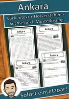 Vorschau - Unterrichtsreihen - Ankara Lückentext mit Wortspeicher Hörverstehen und Suchsel - Deckblatt