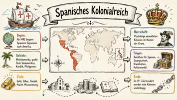 Vorschau - Arbeitsblätter - Arbeitsblatt "Spanisches Kolonialreich" + Onlineübung & MP3 + Infografik - Seite 1