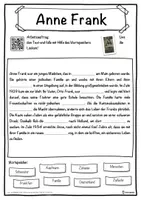 Vorschau - Unterrichtsreihen - Anne Frank Lückentext mit Wortspeicher Hörverstehen und Suchsel - Seite 1