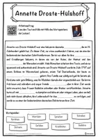 Vorschau - Unterrichtsreihen - Annette Droste-Hülshoff Lückentext mit Wortspeicher Hörverstehen und Suchsel - Seite 1