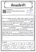 Vorschau - Unterrichtsreihen - Anschrift Lückentext mit Wortspeicher Hörverstehen und Suchsel - Seite 1