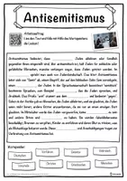 Vorschau - Unterrichtsreihen - Antisemitismus Lückentext mit Wortspeicher Hörverstehen und Suchsel - Seite 1