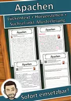 Vorschau - Unterrichtsreihen - Apachen Lückentext mit Wortspeicher Hörverstehen und Suchsel - Deckblatt