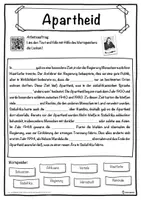 Vorschau - Unterrichtsreihen - Apartheid Lückentext mit Wortspeicher Hörverstehen und Suchsel - Seite 1