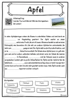 Vorschau - Unterrichtsreihen - Apfel Lückentext mit Wortspeicher Hörverstehen und Suchsel - Seite 1