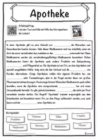 Vorschau - Unterrichtsreihen - Apotheke Lückentext mit Wortspeicher Hörverstehen und Suchsel - Seite 1
