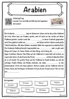 Vorschau - Unterrichtsreihen - Arabien Lückentext mit Wortspeicher Hörverstehen und Suchsel - Seite 1