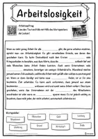 Vorschau - Unterrichtsreihen - Arbeitslosigkeit Lückentext mit Wortspeicher Hörverstehen und Suchsel - Seite 1