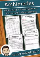 Vorschau - Unterrichtsreihen - Archimedes Lückentext mit Wortspeicher Hörverstehen und Suchsel - Deckblatt