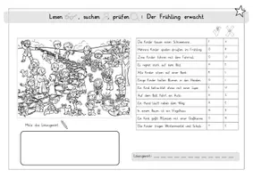 Vorschau - Arbeitsblätter - Frühling: Lesen, suchen, prüfen (Wimmelbild & Leseförderung / 2-fach diff.) - Deutsch - Kl. 1/2 - Seite 2