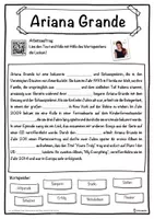 Vorschau - Unterrichtsreihen - Ariana Grande Lückentext mit Wortspeicher Hörverstehen und Suchsel - Seite 1