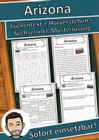 Vorschau - Unterrichtsreihen - Arizona Lückentext mit Wortspeicher Hörverstehen und Suchsel - Deckblatt