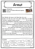 Vorschau - Unterrichtsreihen - Armut Lückentext mit Wortspeicher Hörverstehen und Suchsel - Seite 1